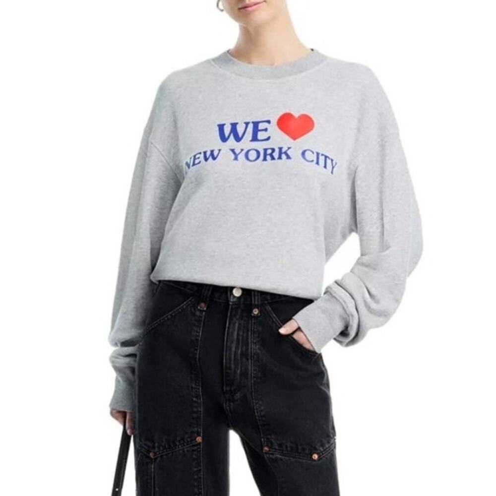 Rag & Bone We Heart NYC Sweatshirt Womens S Heather Gray Long Sleeve